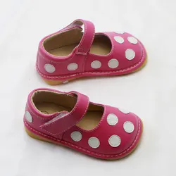 Chaussures de danse princesse en cuir pour enfants, sandales pour filles, baskets à pois, couineur pour tout-petits, enfants de 1 à 3 ans