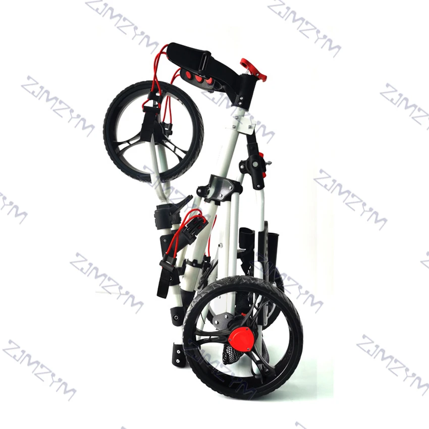 Folding Aluminum Alloy Golf Trolley Multifunctional Foldable Golf Pull Cart With Three Wheels Bottle Holder Umbrella Bracket