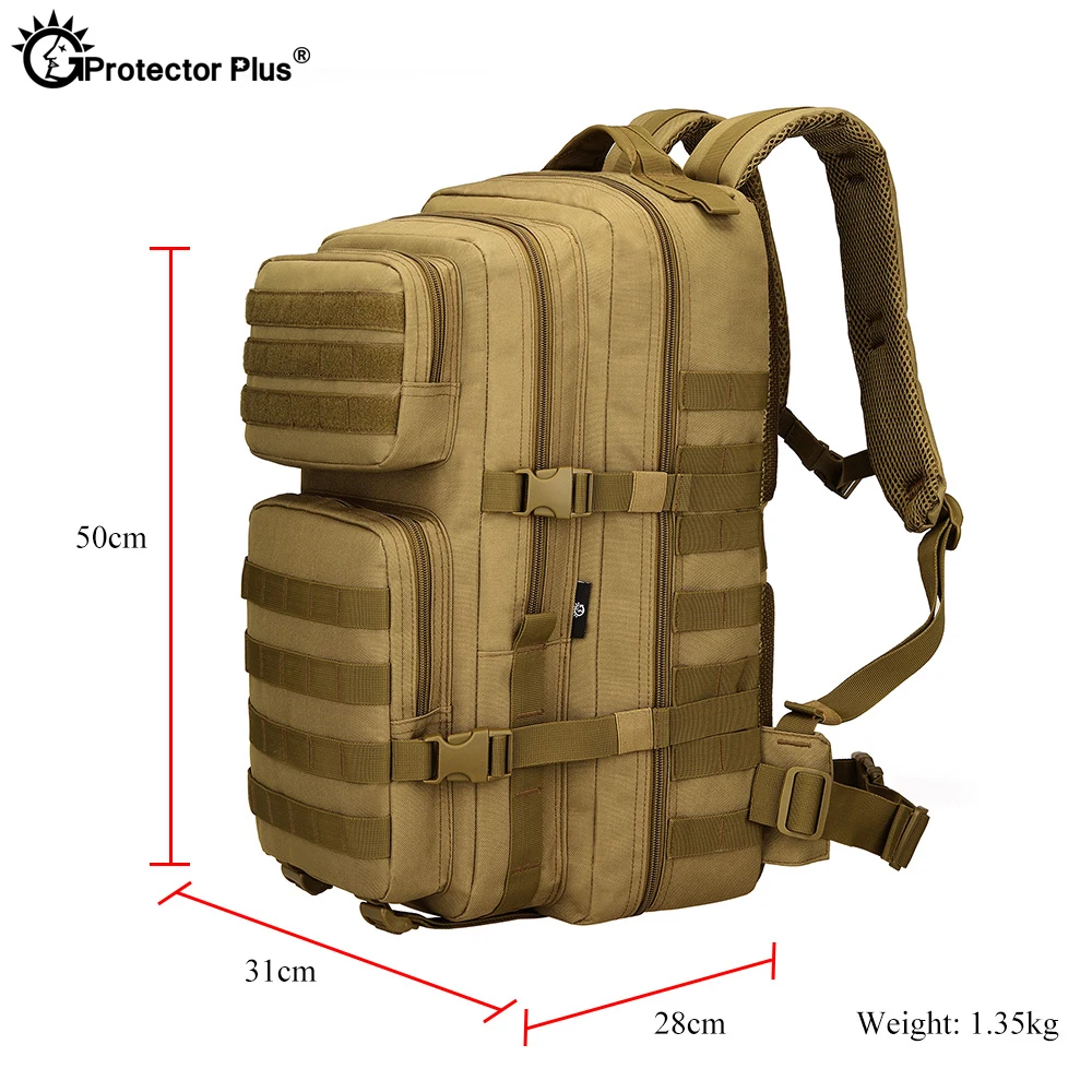 Protector PLUS-impermeável Tático Mochila Militar, Grande Capacidade, Desporto ao ar livre, Camo Mochila, Viagem, Camping, Saco Durável, 45L