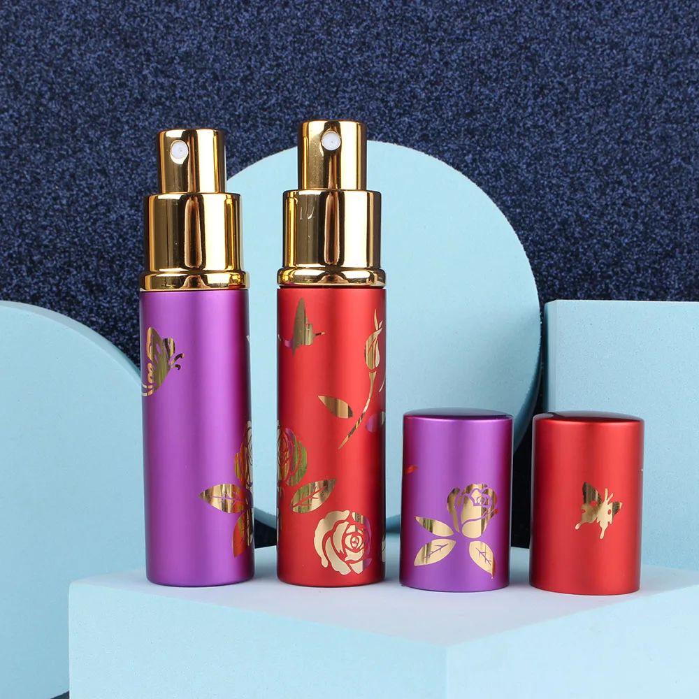 10ml Portable Mini Refillable Perfume Bottle With Scent Pump Metal Aluminum Empty Cosmetic Containers Spray Atomizer Bottle