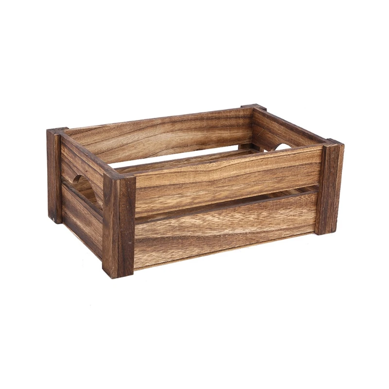 Creative Wooden Storage Box Desktop Organizer Retro Table Tray Home Decoration