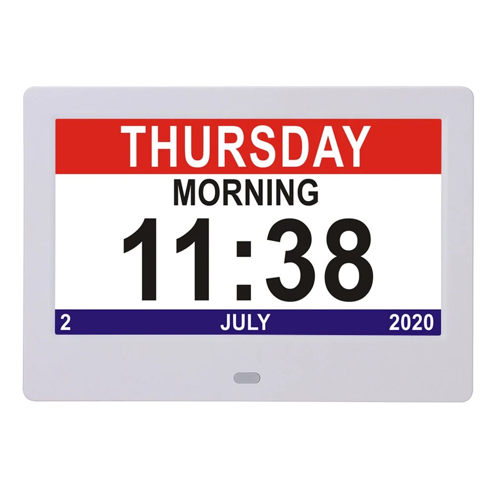 

Digital Calendar Alarm Day Clock, 7" Large Screen Display, with 5 Alarm Options for Age Seniors with Remote Control