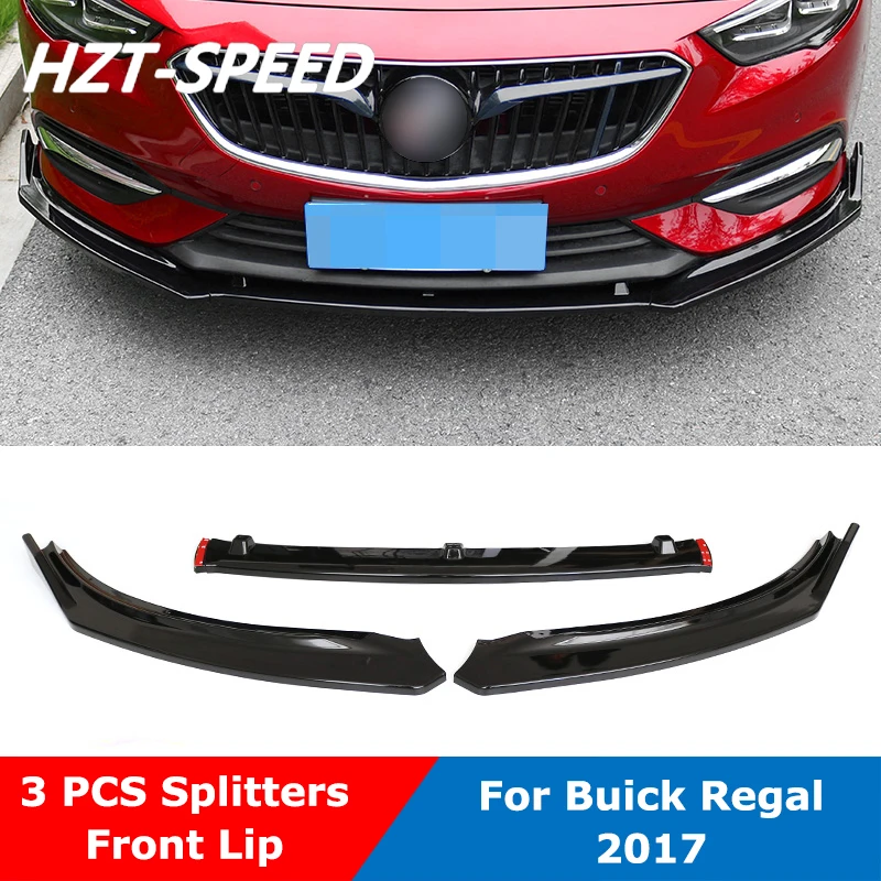 3 PCS ABS Material Carbon Fiber Looking Front Shovel Bumper Lip Diffuser Spoiler For Buick Regal 2017