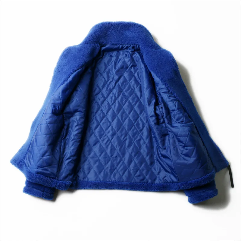 The new winter 2020 thickening easy han edition blue lambs wool coat blue teddy coat