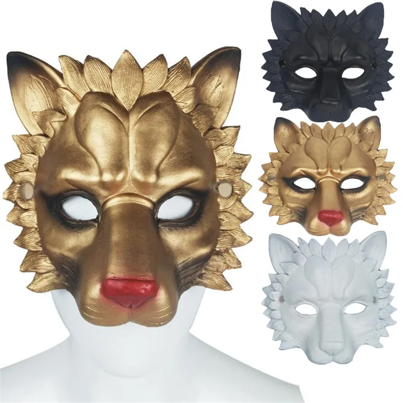 Creative Halloween Animal Head Mask Lion Masks Halloween Playing Props Furry Animal Adult Costume Dragon Mask Party Supplies