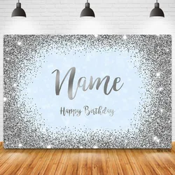 Custom Name Photo Gold Silver Glitter Birthday Party Banner Backgrounds Baby Shower DIY Birthday Photography Backdrops Photocall