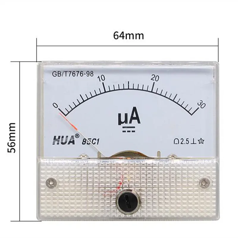 Pointer DC micro ammeter DC 0-100uA 50uA 200uA 500uA Analog Panel AMP Current Meter Ammeter Gauge Amperemeter 85C1