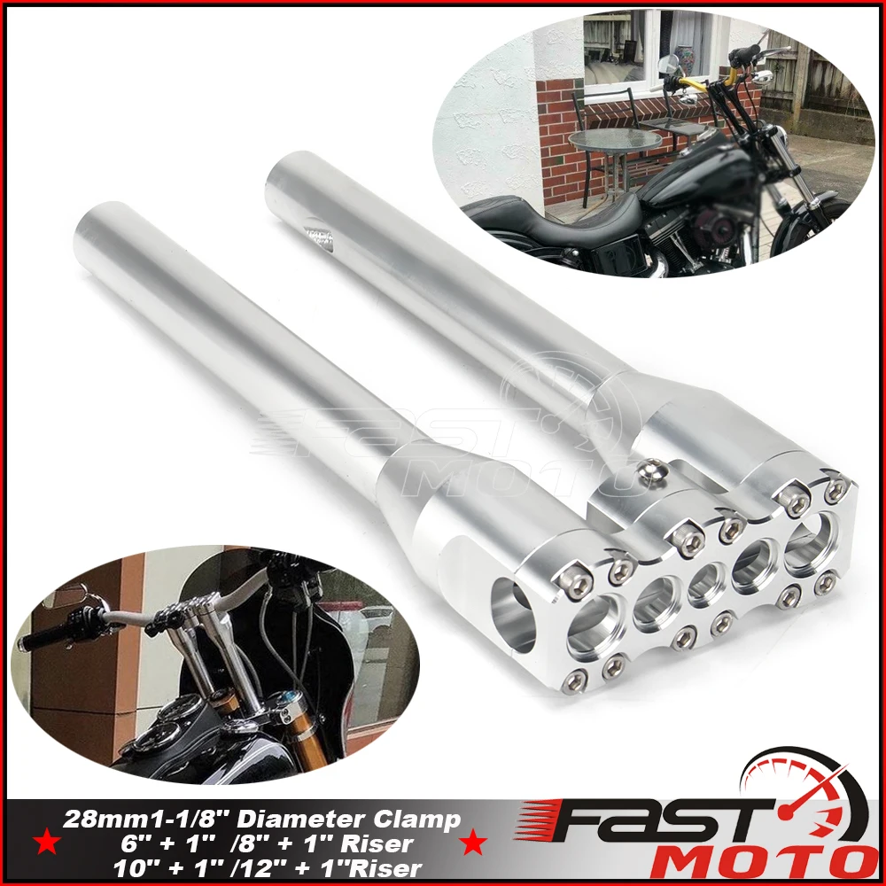 

6" 8" 10" Club Style Handlebar Riser for Harley Dyna Sportster Softail 1 1/8" 28mm Bar 12" + 1" Rise Cafe Racer Bobber Chopper