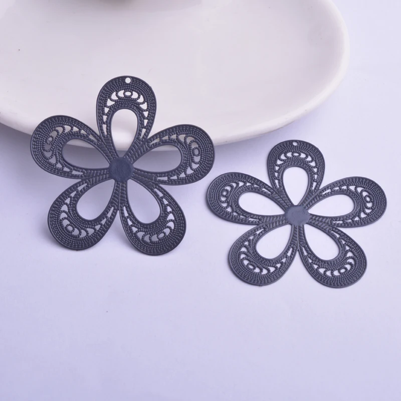 30 Stück AA2173 41mm Große Blumen-Anhänger DIY Ohrring-Anhänger Messing Hellgoldfarben Schmuckanhänger – Detail 3