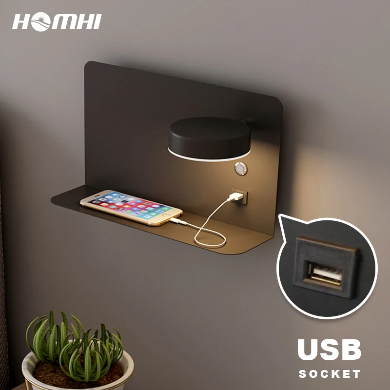 

Светодиодный настенный светильник Homhi с Usb-зарядкой, дизайнерское бра с интерфейсом для коридора, освещение для гостиной, спальни