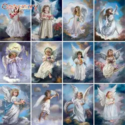 GATYZTORY Frame Little Angel Paint By Numbers For Adults Figure HandPainted Oil Painting Canvas Drawing Home Wall Decor 60x75cm