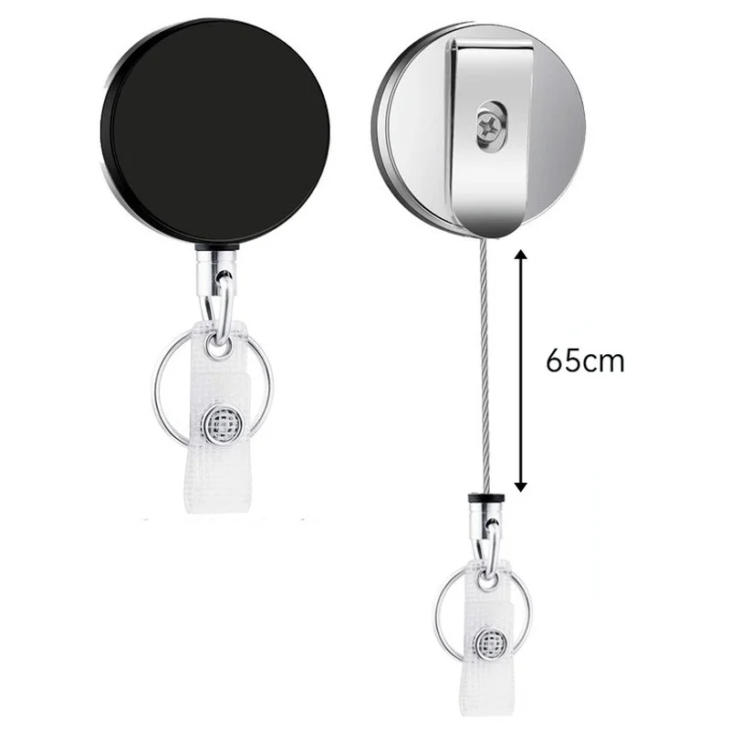 1pc Metal Retractable Easy Pull Bucklet Badge Reel Staff Pass Work Card Clip Key Chain Badge Reel ID Badge Lanyard Name Card