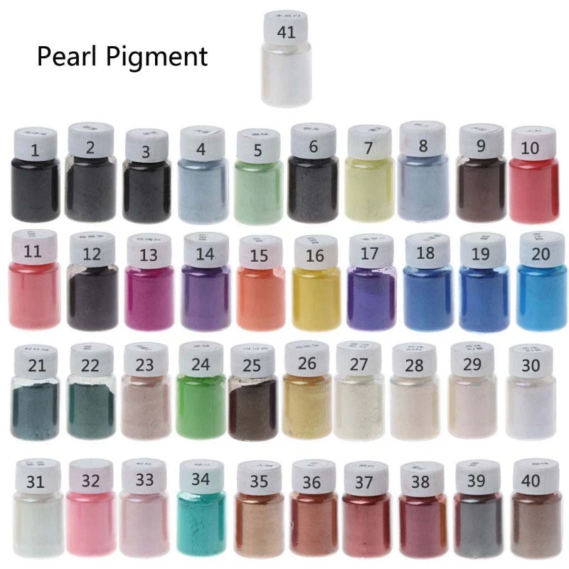 Organic and Finely Grinded Stone 41Color Pearlescent Mica Powder Epoxy Resin Dye Pearl Pigment Vibrant Shimmery Jewelry Making