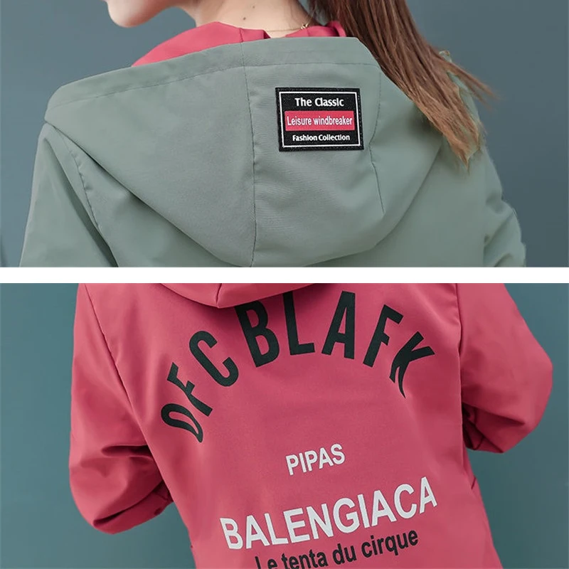 Chaqueta de talla grande para mujer, cortavientos de doble cara con capucha, abrigo básico informal, prendas de vestir exteriores sueltas, novedad de otoño, 2022