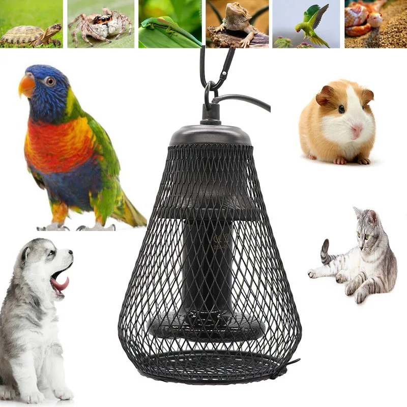 Pet Heating Lamp Set Infrared Ceramic Sun Heat Lamp Keep warm With Cage lampshade for Reptile Lizard Turtle Newborn Cat Dog