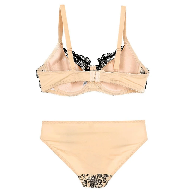Sexy Lace Lingerie Print Bow Decorative Push Up Bras Sets DE Cup High Quality Cotton Back Closure Strappy Underwear
