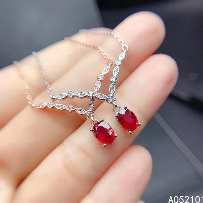 

KJJEAXCMY fine Jewelry 925 Sterling Silver Natural Ruby Girl vintage Pendant Necklace Support Test Chinese style hot selling