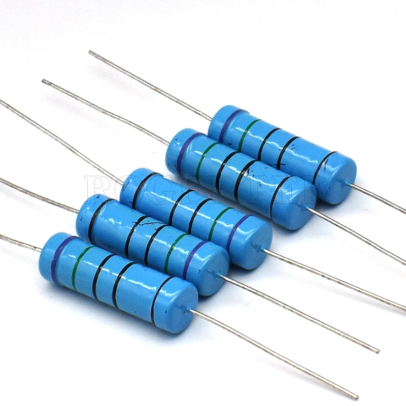 10pcs 5W 1% resistore a Film metallico 0.1R-1MR ohm resistenza DIP Watts5 Precision1 varie specifiche sono disponibili resistenze