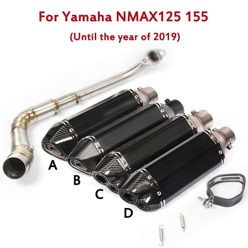 

Motorcycle Full Exhaust System Pipe Front Header Link Tube Muffler Tips Silencer Slip On For Yamaha NMAX125 NMAX155 NVX AEROX155