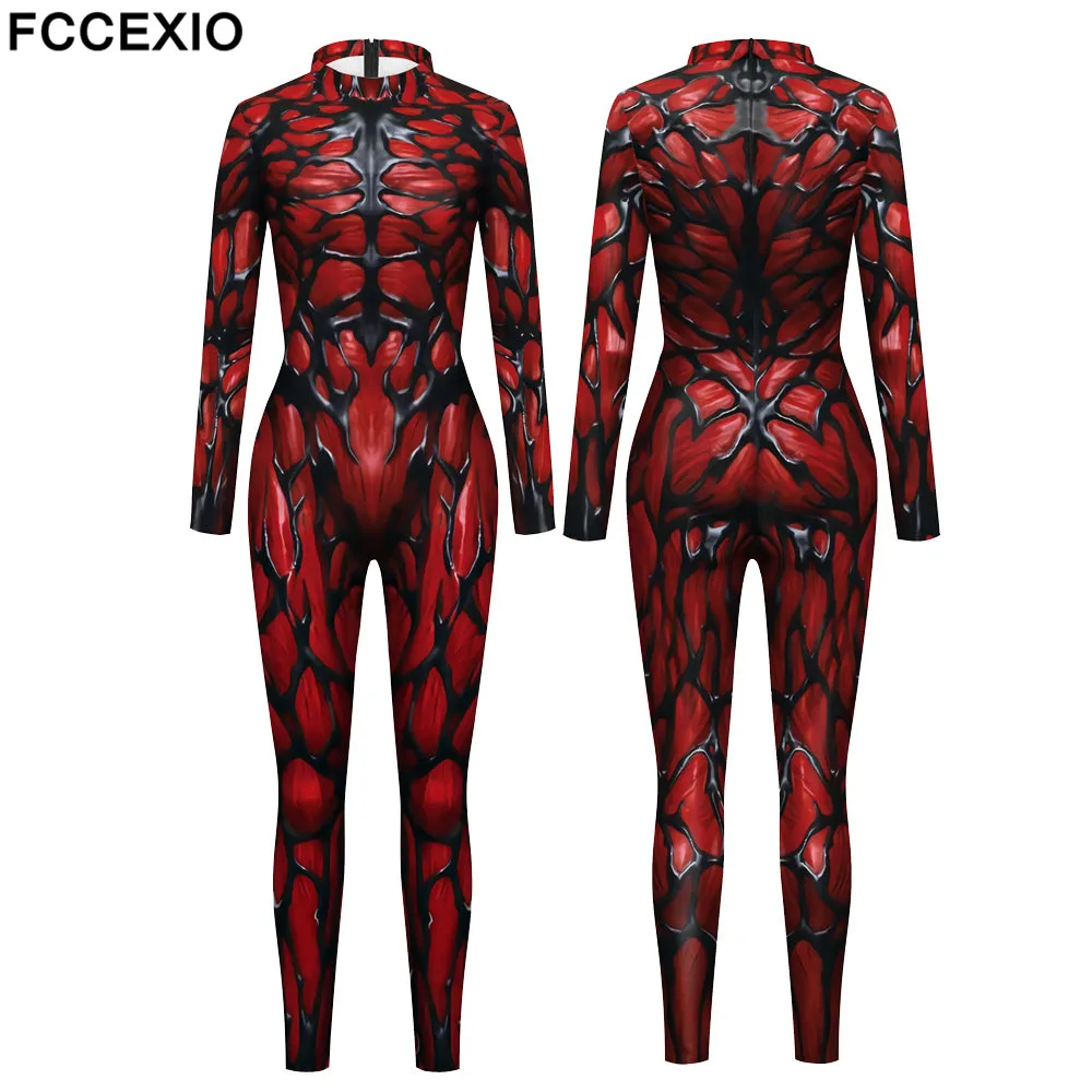 

FCCEXIO Halloween Spider Cosplay Costume for Adult Suit Fancy Carnival 3D Printing Bodysuit Zentai Spandex Jumpsuits