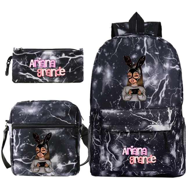 Ariana Grande School Backpack for Teenage Girls Book Bags 3 Pcs Set Travel Back Pack Mochila Feminina 16inch Backpacks for teens