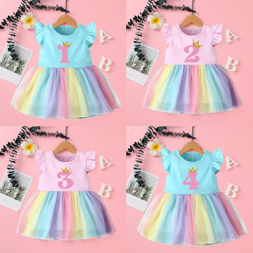 

Baby Girl Clothes 1 2 3 4 Birthday Dress Outfits Girls Boutique Clothing Christening Dresses for Toddler Girls