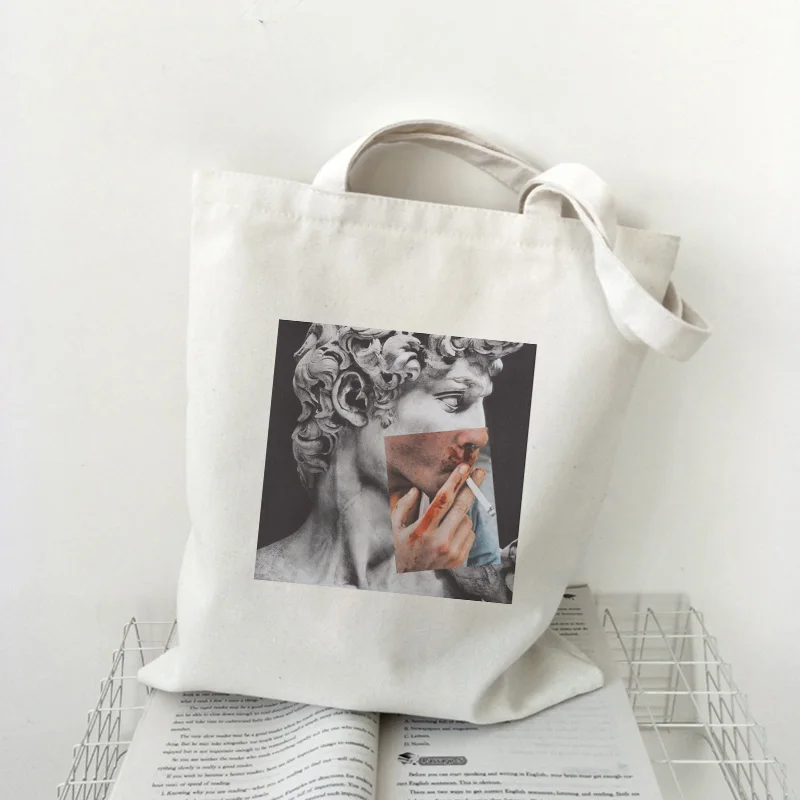 

David Michelangelo Oil Painting Shoulder Bags Aesthetics Harajuku Vintage Large Shopping Bag Fun Ulzzang Women Bag Wallet