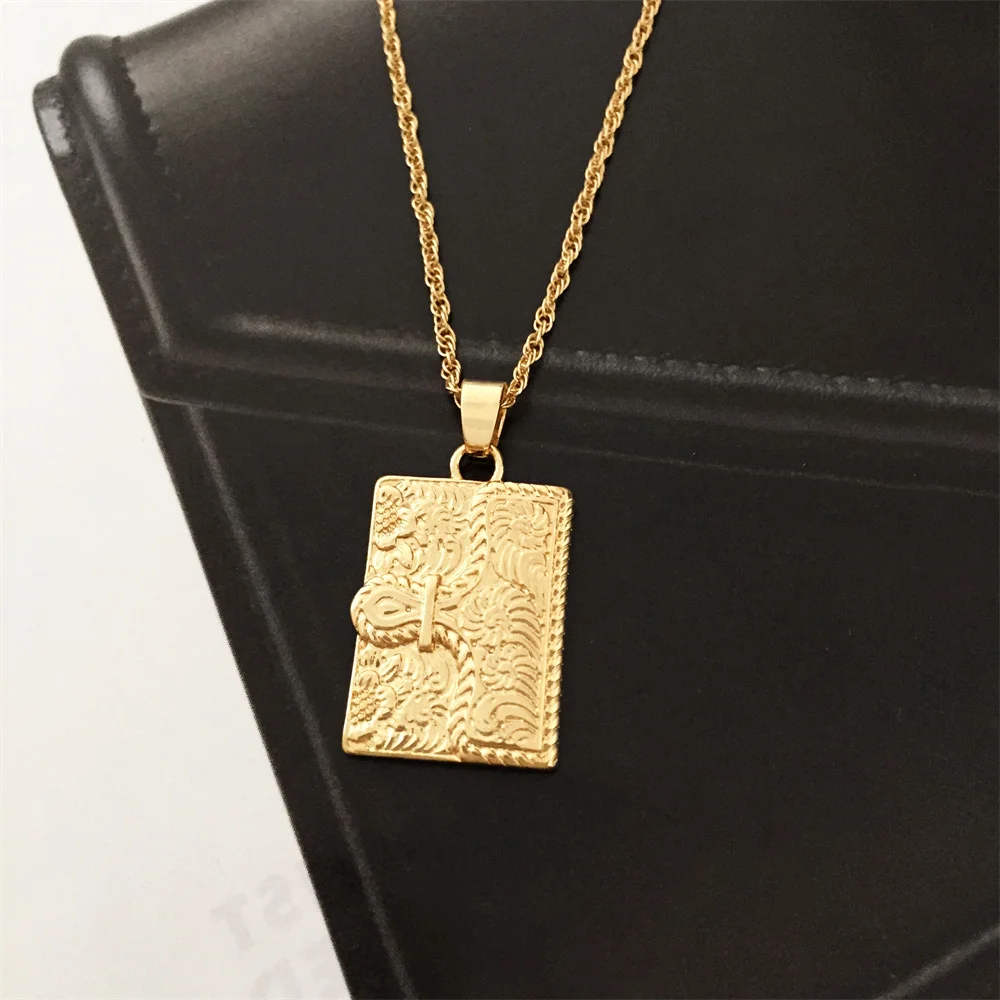 New Arrivals Trendy Gold Color Hadlee Book Charm Engraved Necklace For Women Girl Unique Modern Elegant Romantic Chic Jewelry