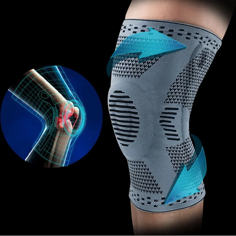 1Pcs Silicone Padding Springs Support Knee Pad Fitness Basketball Knee Brace patella Meniscus Knee Protector For Cycling kneepad