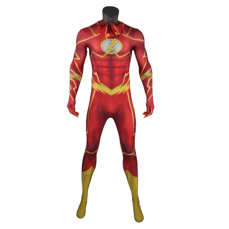 

Hero Catcher Top Quality 3D Print Flash Costume Spandex Flash Zentai Suit Muscle Shade Flash Suit Red Flash Cosplay Costume