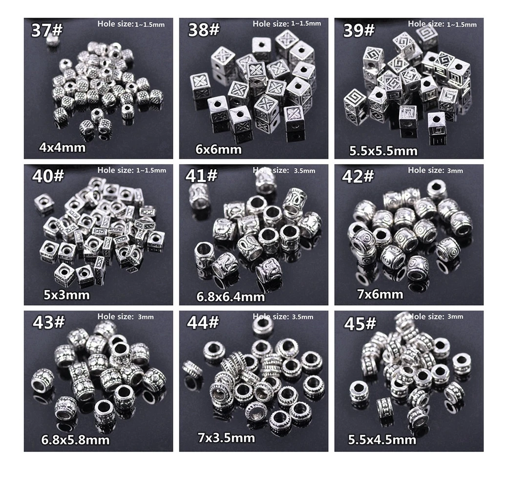 Tibetan Silver Color Metal Alloy Loose Crafts Beads Lot for DIY Earring Necklace Bracelet Jewelry Making Findings