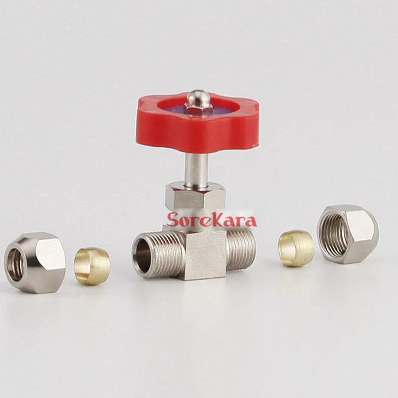 Fit Tube O.D 6mm/8mm/10mm/12mm Equal Straight Nickel Brass Pipe Ferrule Needle Valve