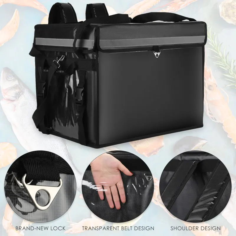 44L/62L Large Insulated Pizza Delivery Bag Food Delivery Backpack Leak-Proof Thermal Backpack Grocery Backpack for Restaurant