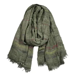 Bufanda – écharpe en coton et lin pour homme, châle Long à rayures, style européen et américain, accessoires pour l'hiver