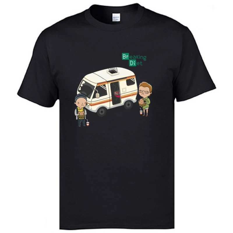 Design Breaking Diet Van Car Student T Shirt 2019 Latest Cartoon Tshirts Hiphop 100% Cotton Breaking Bad Men Tshirt Heisenberg