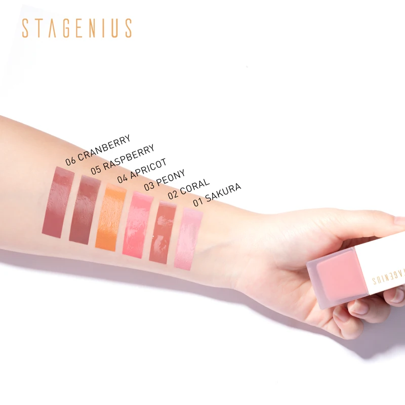 STAGENIUS Liquid Blush 6 Colors Natural Pink Makeup Blusher Waterproof Long Lasting Peach Cosmetics Pump Hand Design Blush