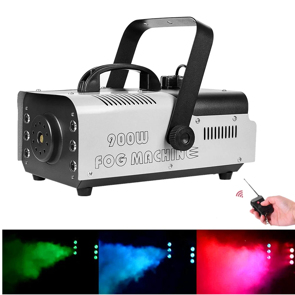

900W Fog Machine,Colorful Smoke Machine,LED Fogger With Wireless Remote Controller For Theater Party Wedding Stage Effect Light