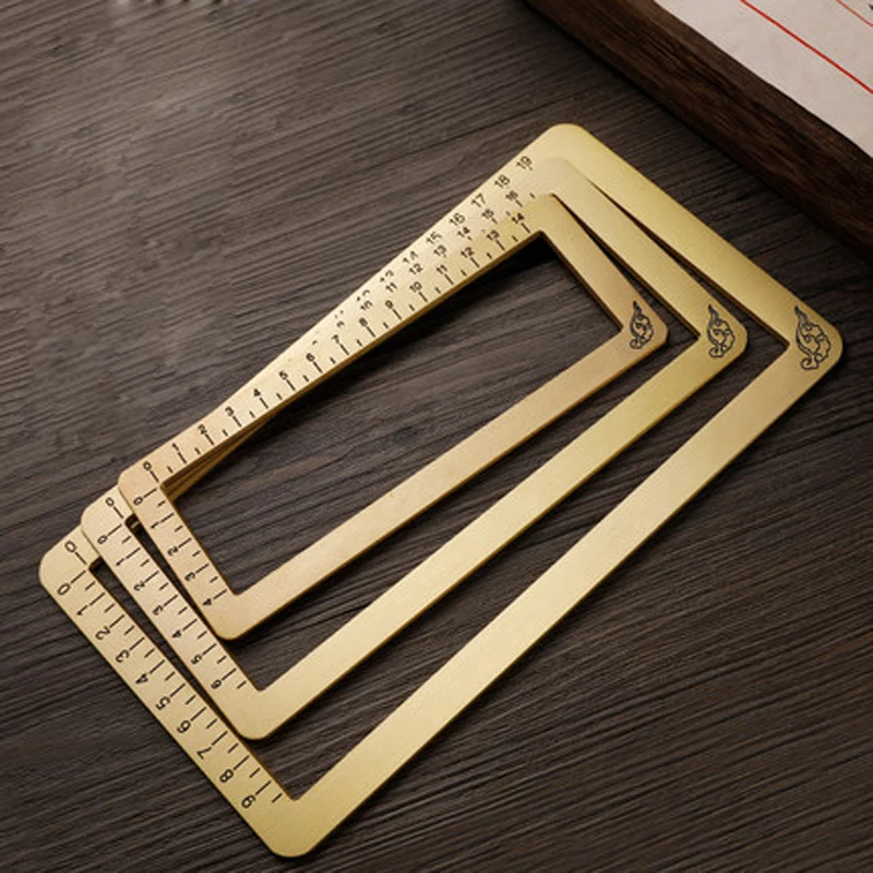 Metal Dividing Ruler Paperweights Chinese Painting Calligraphy Paper Pressing Prop Brass Paper Weight with Scale