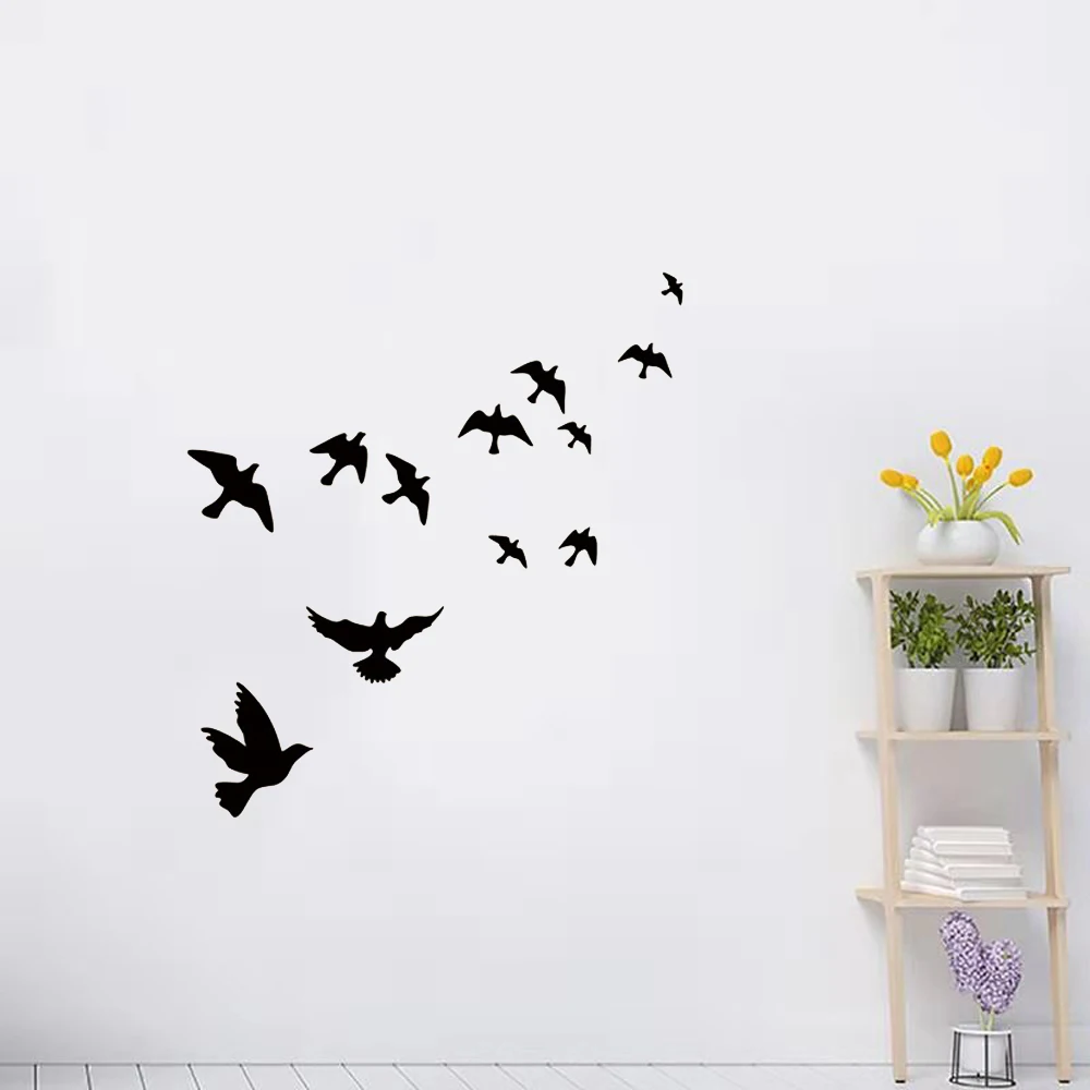 Group of birds Wall Sticker Black carved PVC Living room Sofa TV background decoration Mural Decals art stickers wallpaper