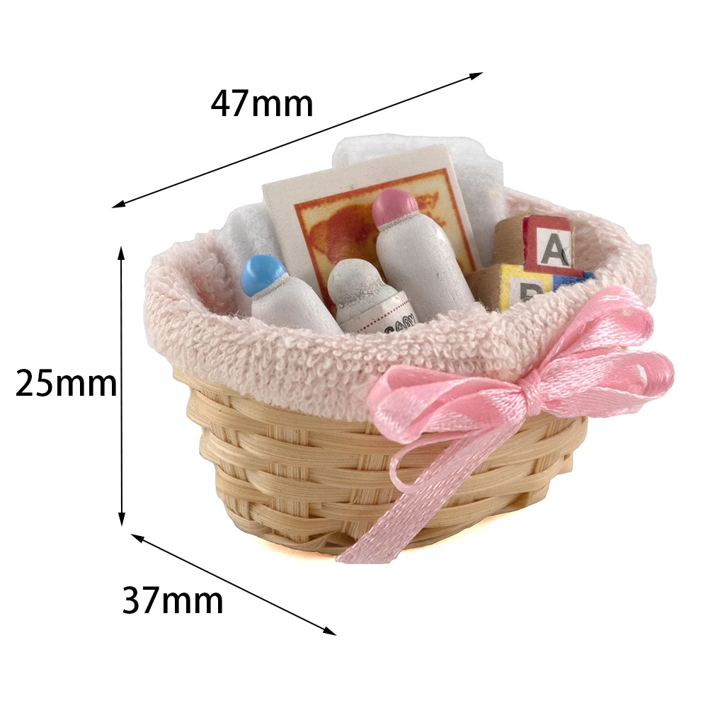 1/12 Dollhouse Miniature Accessories Mini Feeding Bottle Basket Simulation Furniture  Model Toys for Doll House Decoration