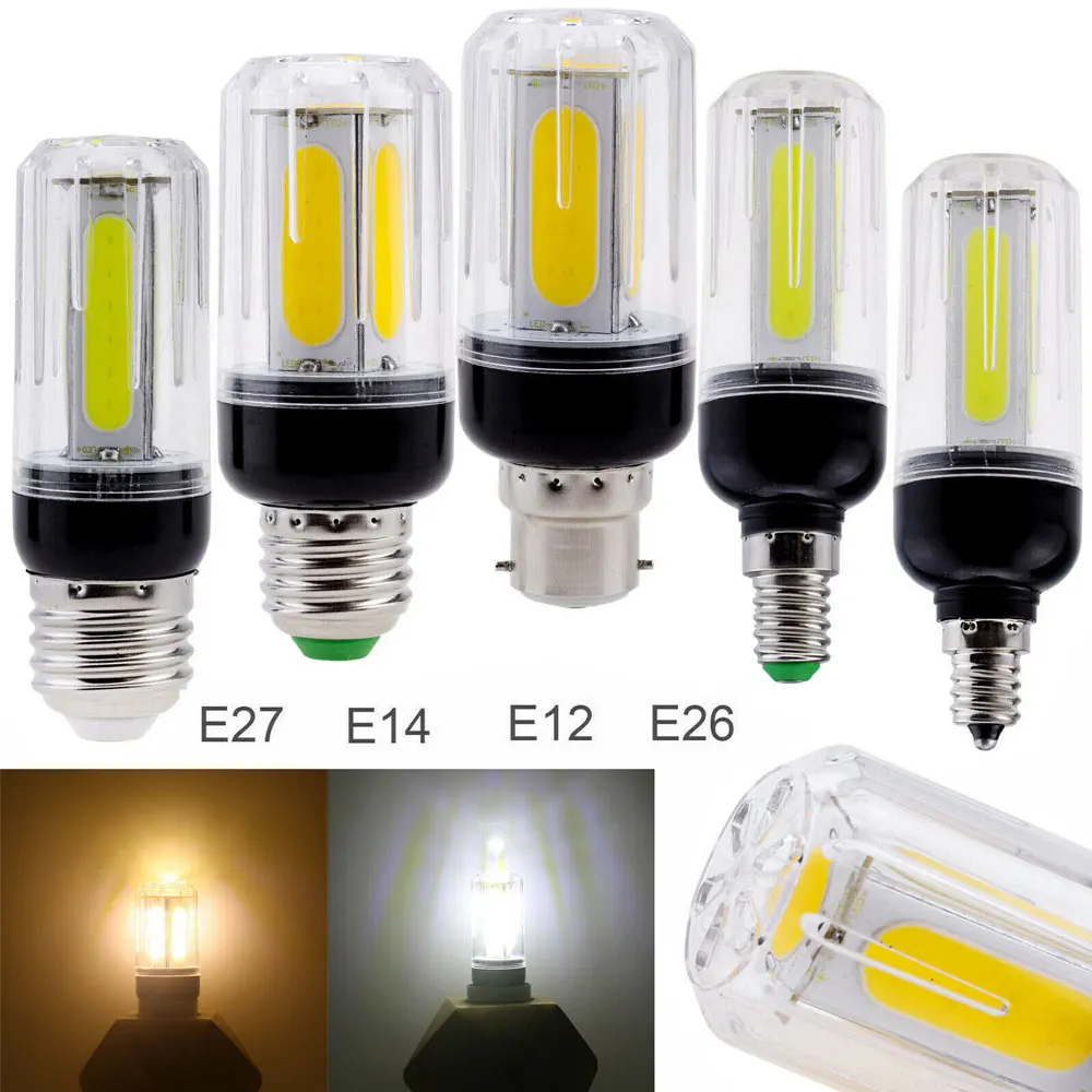 Super Bright LED Corn Bulb E27 E26 E14 12W 16W COB Cold/ Warm White Light Replace 60W 80W Incandescent Lamp 6000K 3000K