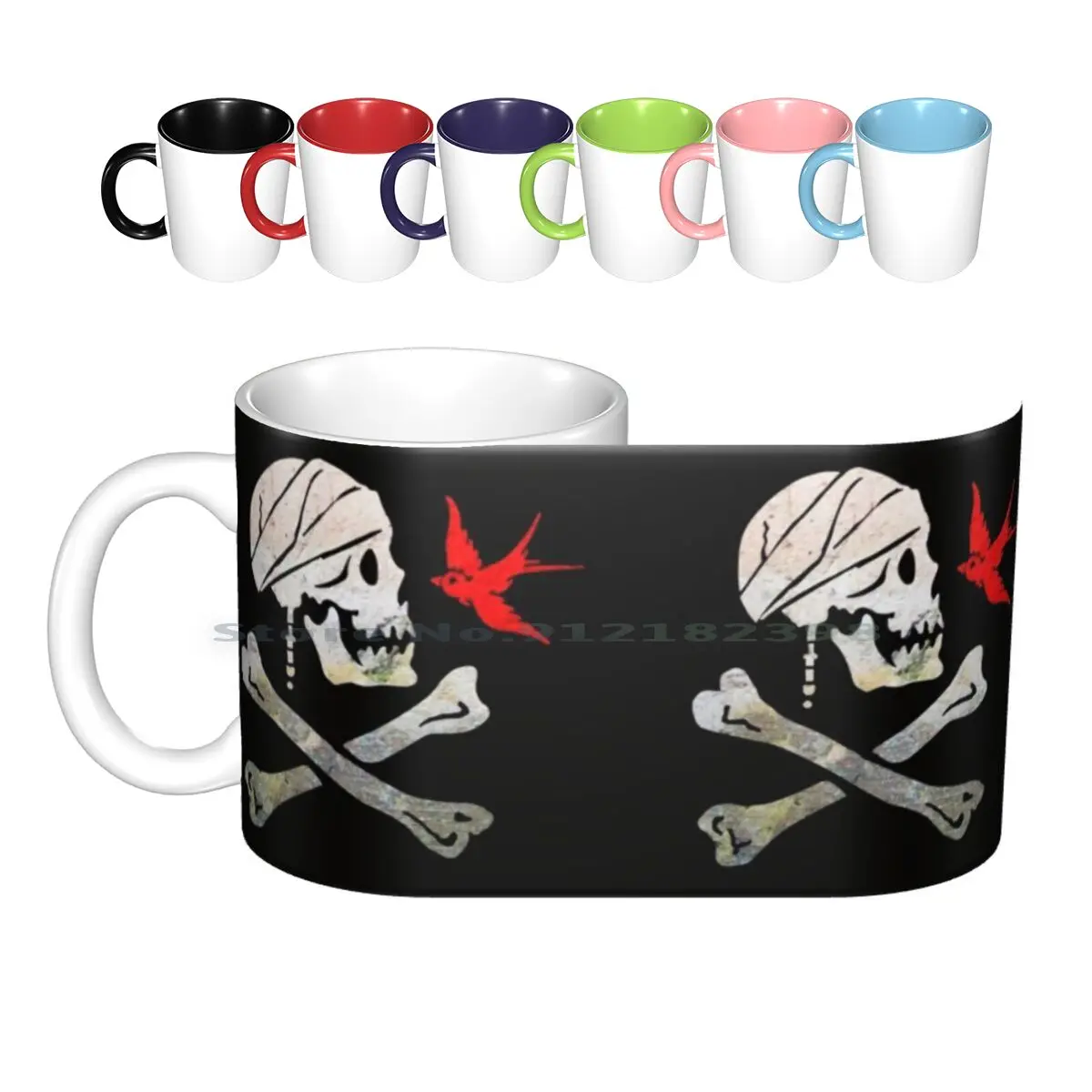 Jack's Flag Ceramic Mugs Coffee Cups Milk Tea Mug Flag Jolly Roger Skull Pirate Pirates Caribbean Creative Trending Vintage