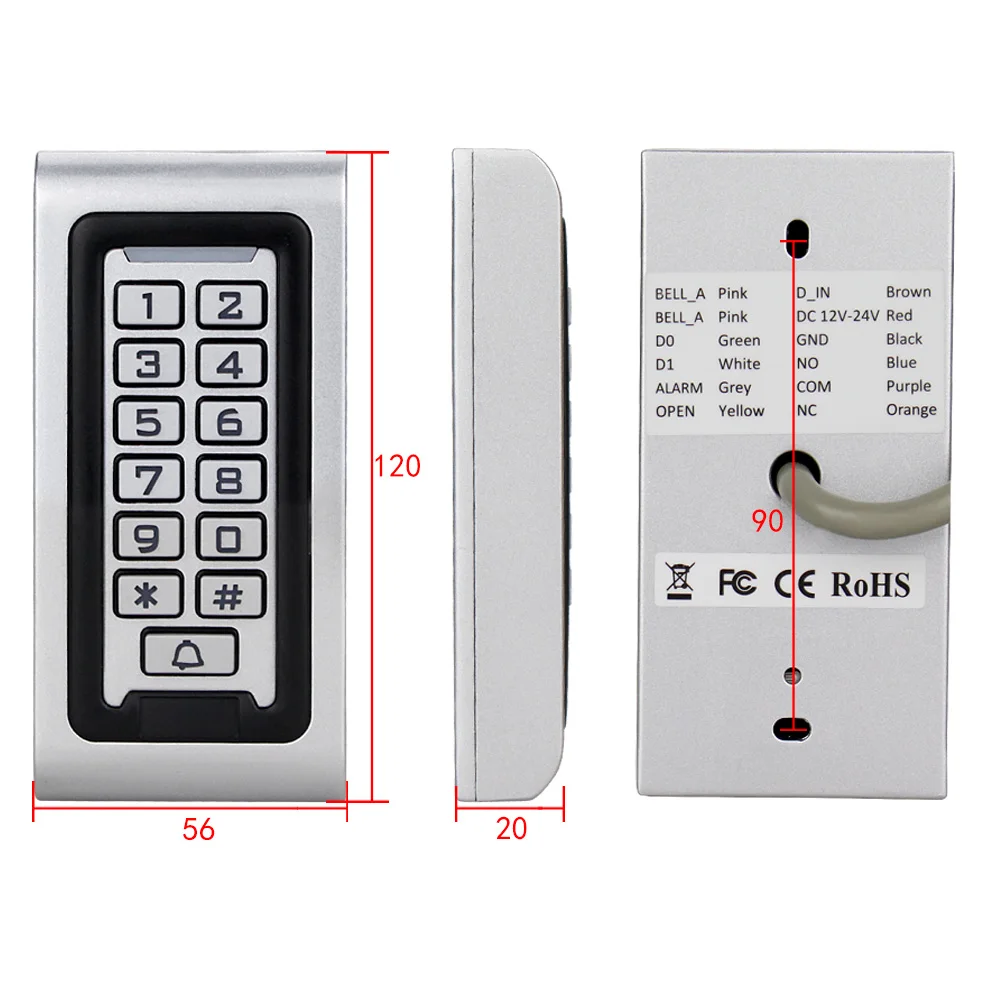 Outdoor IP68 Waterproof Access Control Keypad 125KHz RFID Keyboard Rainproof Metal Case Password Door Opener Key Cards for Home