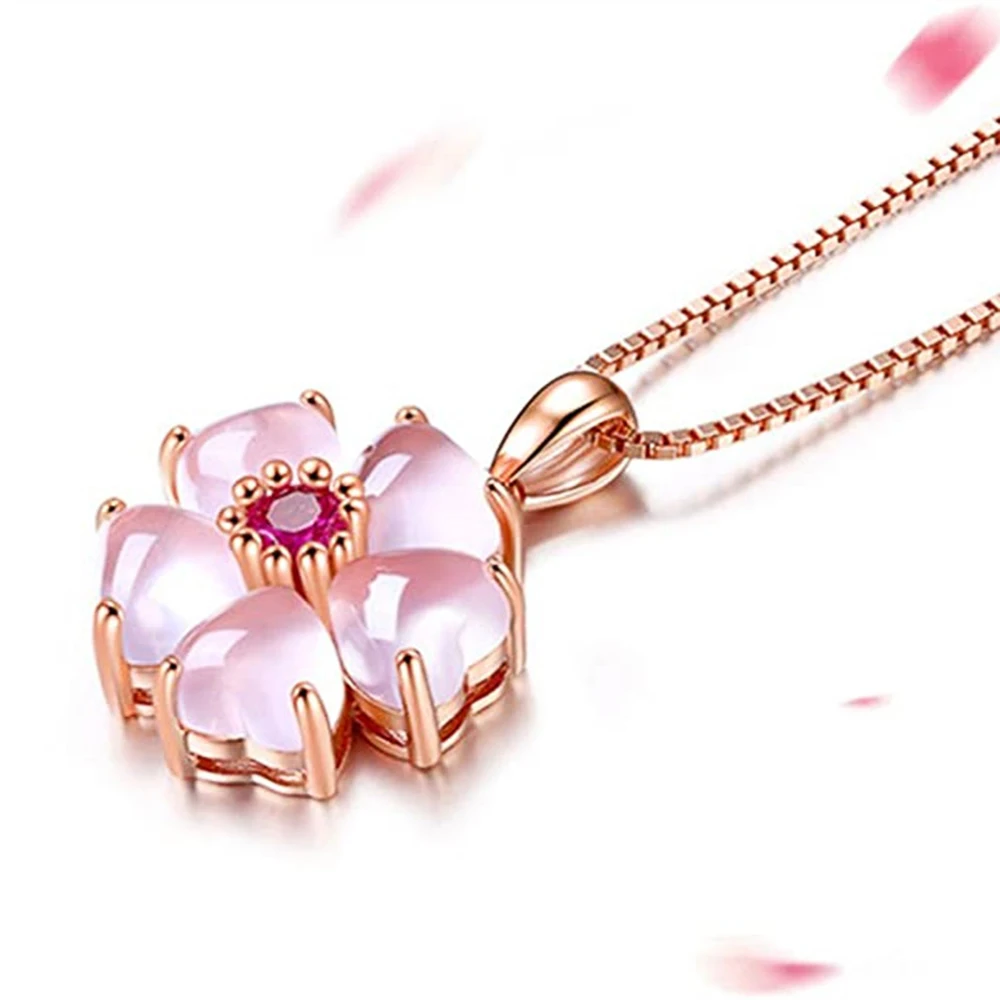 Huitan Fancy Flower Necklace Women Temperament Sweet Chain Neck Female Party Accessories Anniversary Love Gift Fashion Jewelry