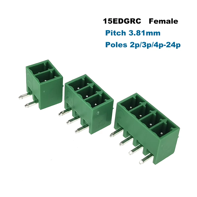 20/10 Sets Steckbare PCB-Schraubklemmenblöcke mit 3,81mm Rastermaß, Männlich und Weiblich, 15EDGKA+VC/RC 2~10-polig – Detail 6