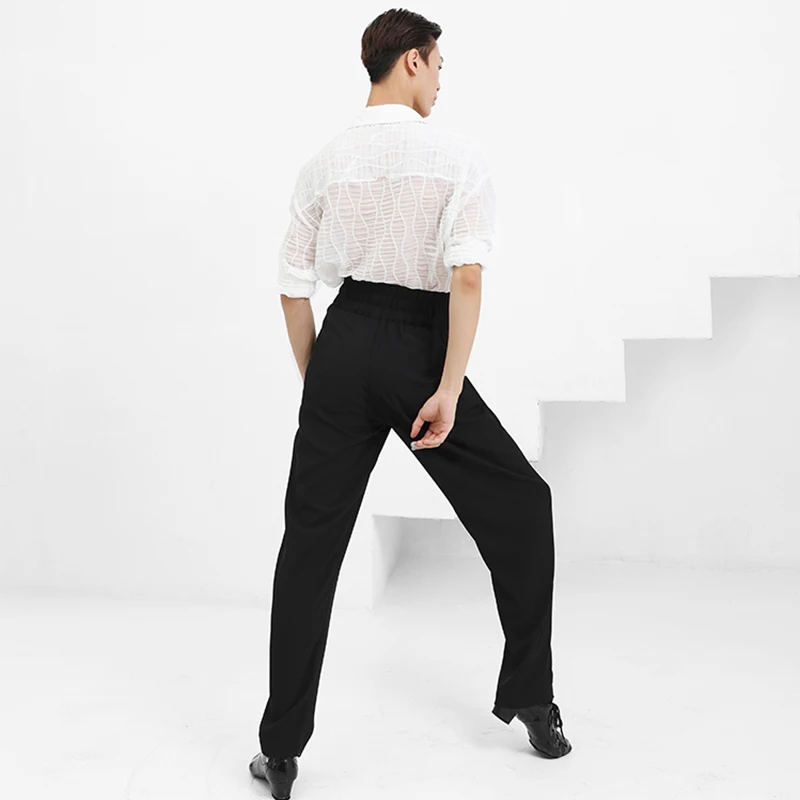 New Latin Dancing Trousers Male Latin Dance Costume High Elastic Waist Ballroom Dance Competition Pants Practice Wear  DNV14933