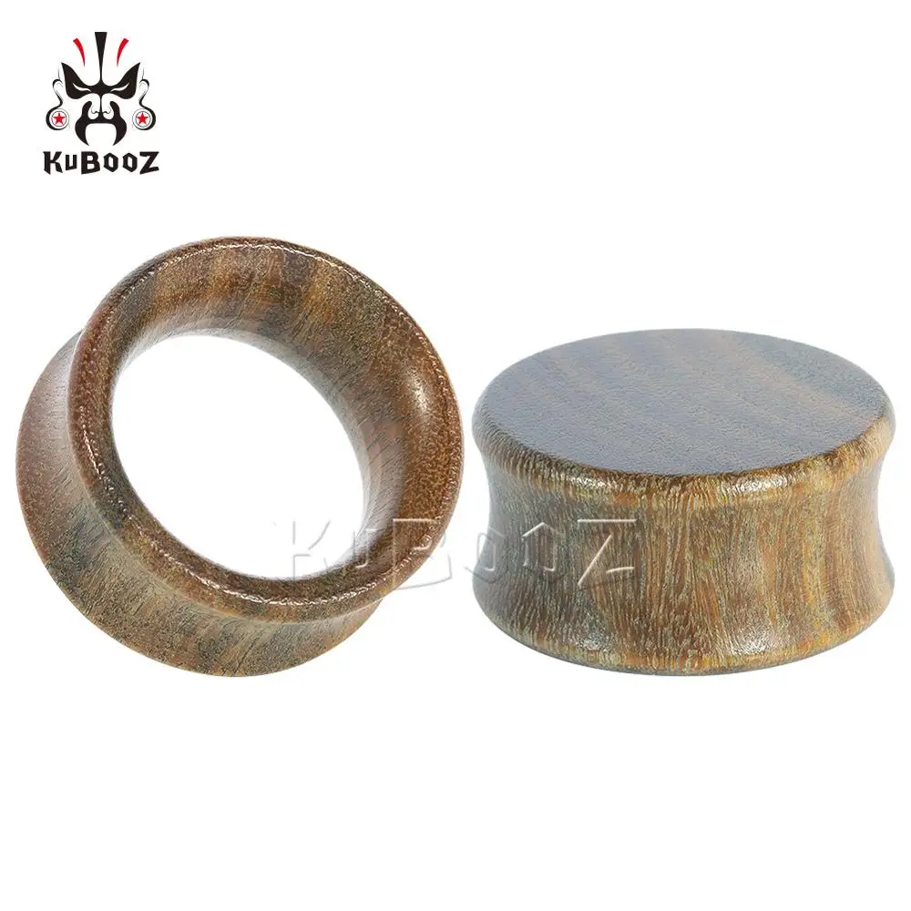 Kubooz Newest Style Design Horn Flat Wood Ear Piercing Plugs Stretchers Earring Tunnels Gagues Body Jewelry Gift