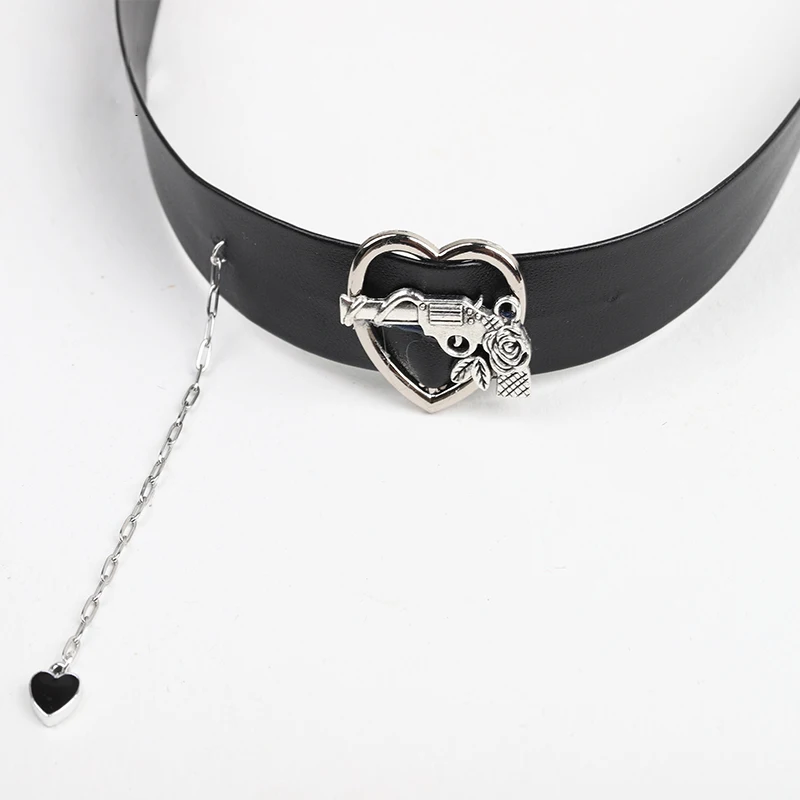 Gothic Lolita Black Punk Pu Haarband Vrouwen Meisjes Jk Hoofdband Haar Clip Ketting Pu Accessoires