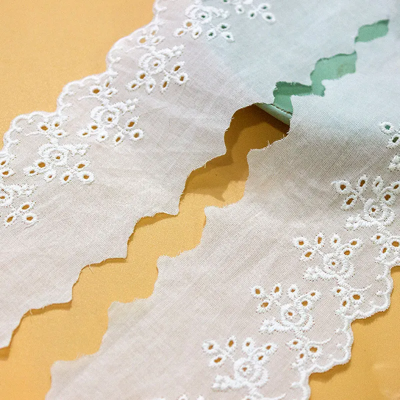 

Lace Trim 10 Yard Ivory Cotton Cloth Embroidery Ribbon Tapes Dress Clothing Top Sewing Fabric 6.3cm 2.5" wide M4F171