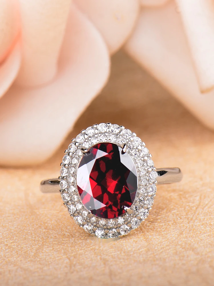 red gem Garnet rings， 925 sterling silver， luxury Jewelry 2020， acessorios feminino, gifts for women， wedding halloween